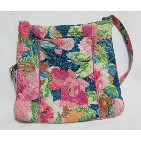 Vera Bradley Superbloom Iconic Hipster Crossbody Bag Pink Floral Slim File Bag - Picture 5 of 8